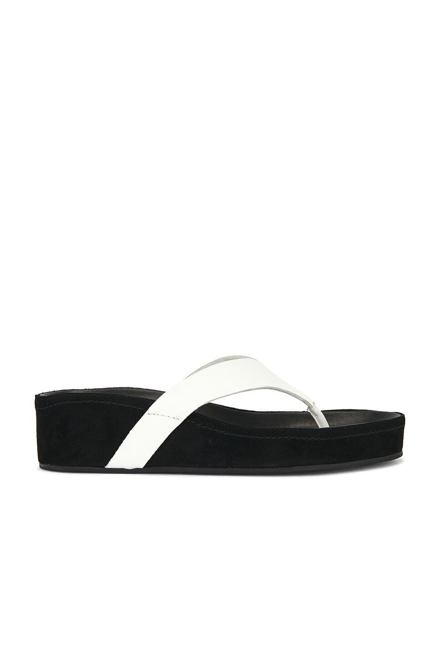 Tony Bianco Blaire Sandal in White suede low wedge heel round toe platform